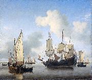 Willem Van de Velde The Younger Ships anchored offshore china oil painting artist